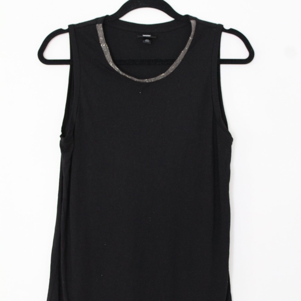 Mossimo Black Tank Top with Beaded Neckline Size M